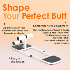 S3 Hip Thrust Machine with High Resistance - Deep Squat Machine for Women, Adjustable Glutes Trainer Machine, Multipurpose Glute Bench for Glutes Workout Machine for Home Gym